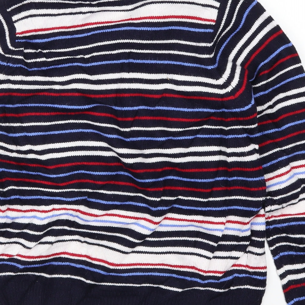 EWM Womens Blue Striped Knit Pullover Jumper Size 10 - Red