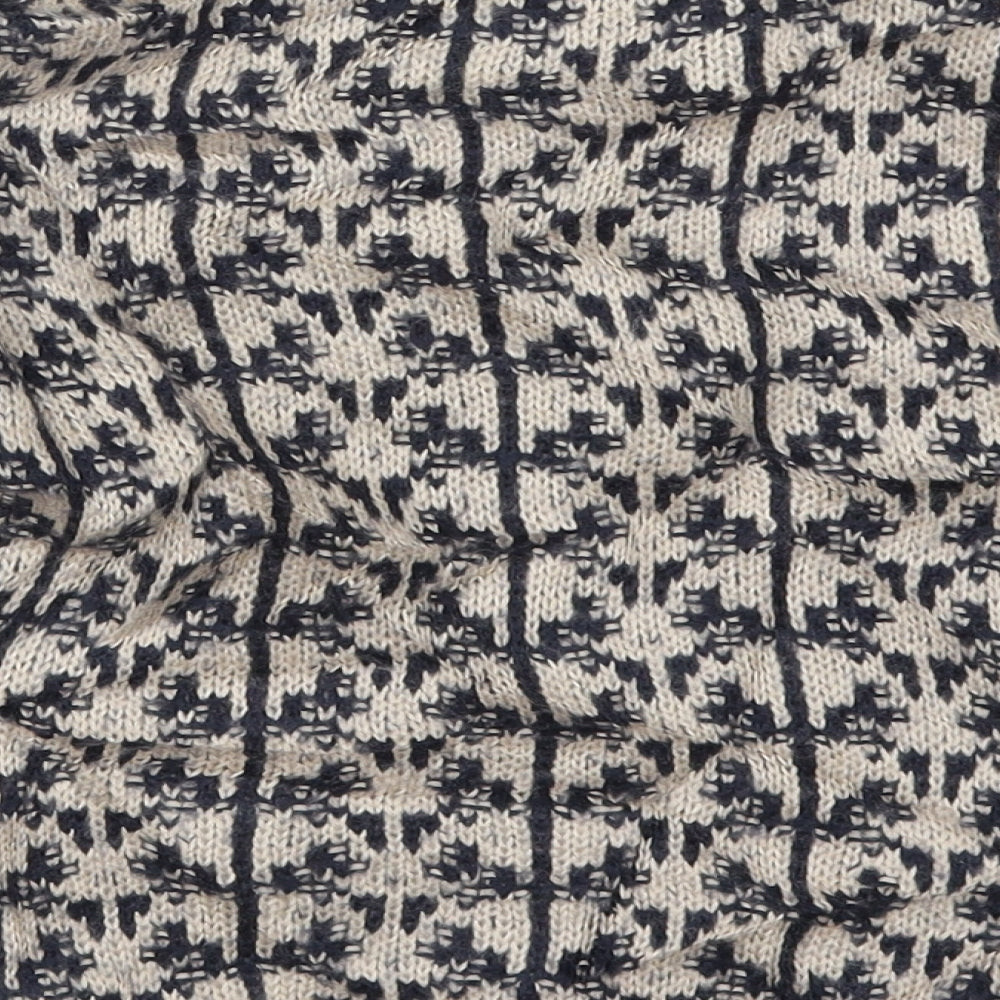 Marks and Spencer Womens Beige Geometric Knit Pullover Jumper Size 8 - Blue