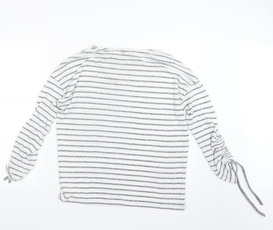 TU Womens Grey Striped Knit Pullover Jumper Size 12
