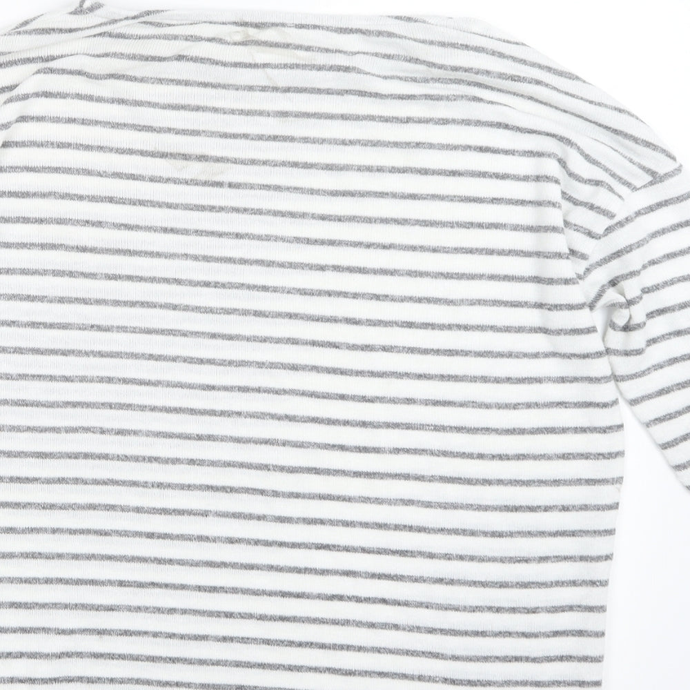 TU Womens Grey Striped Knit Pullover Jumper Size 12