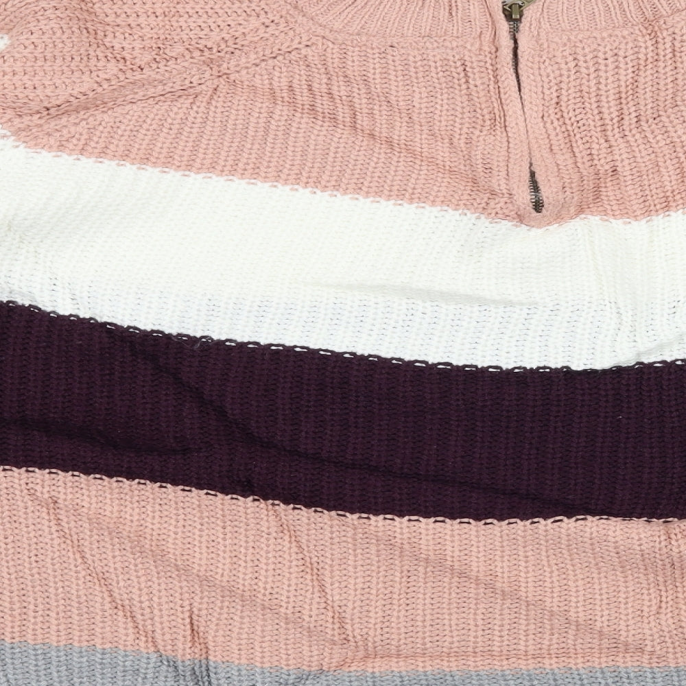 Intuition Womens Pink Striped Knit Pullover Jumper Size 18