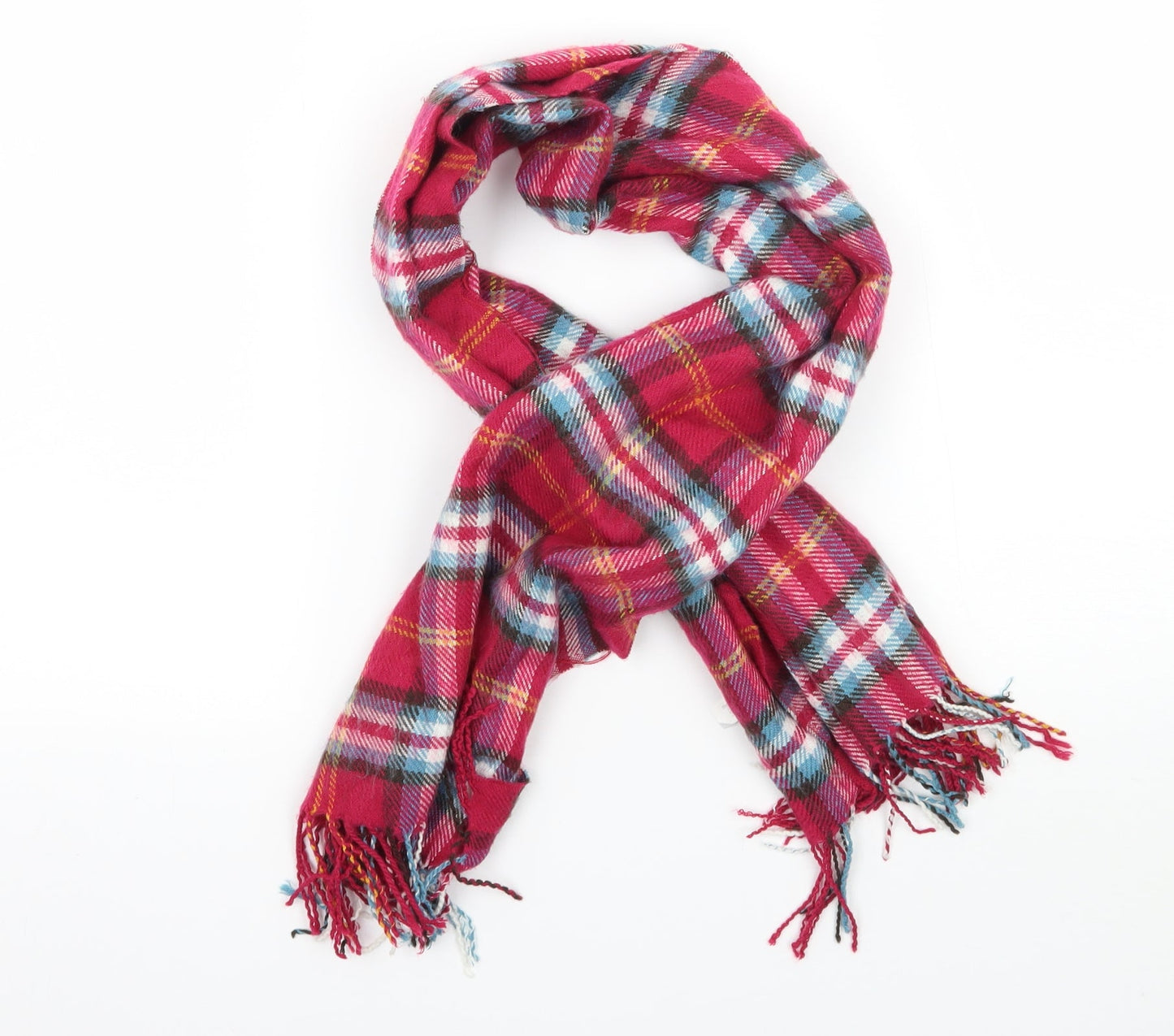 Preworn Womens Pink Plaid Knit Scarf
