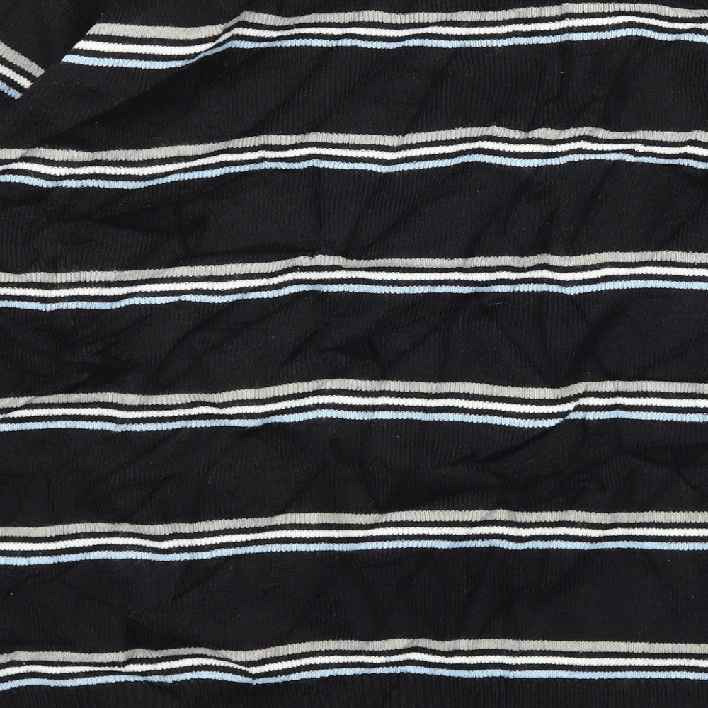 Rapid Fire Mens Black Striped Knit Pullover Jumper Size S