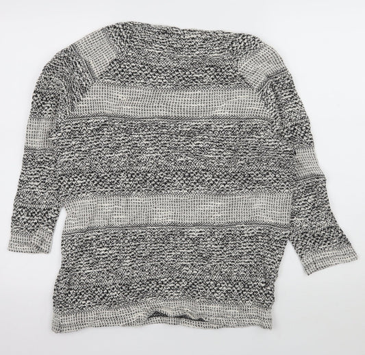 TU Womens Grey Striped Knit Cardigan Jumper Size 14