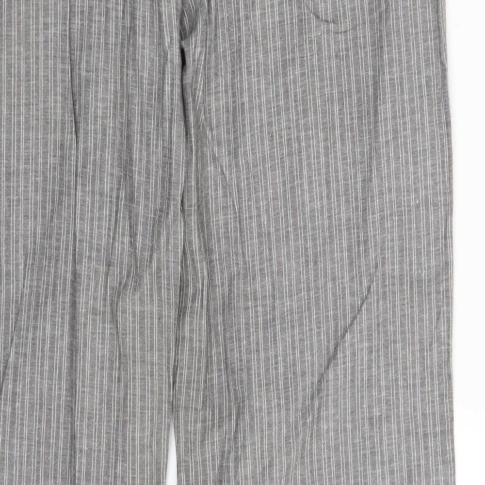 F&F Womens Grey Striped Sweatpants Trousers Size 12 L29 in