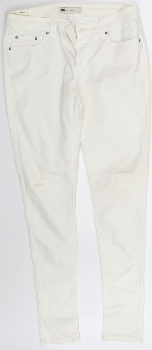 535 Womens Ivory Denim Skinny Jeans One Size L30 in