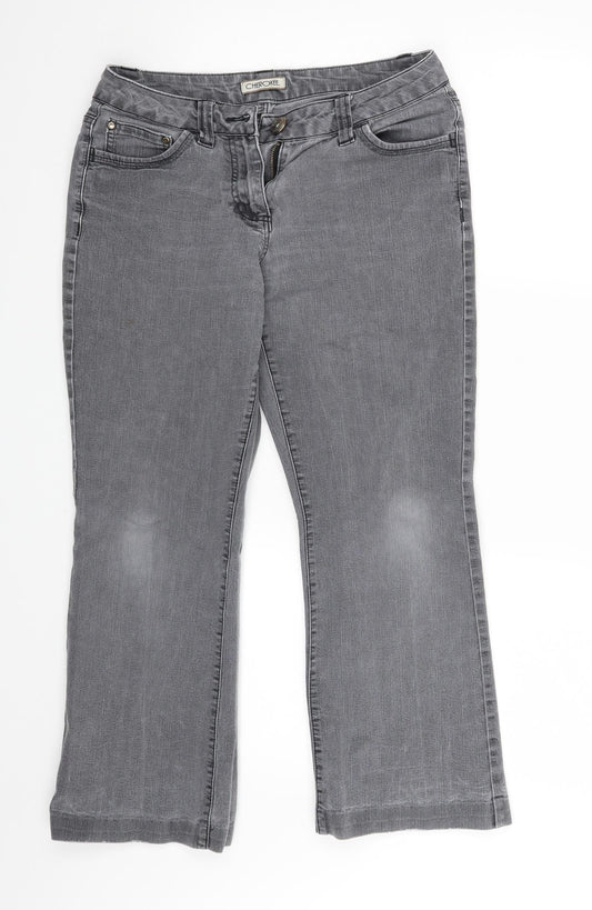 Womens UK Size 8 Cherokee Regular Fit Bootcut Grey Jeans