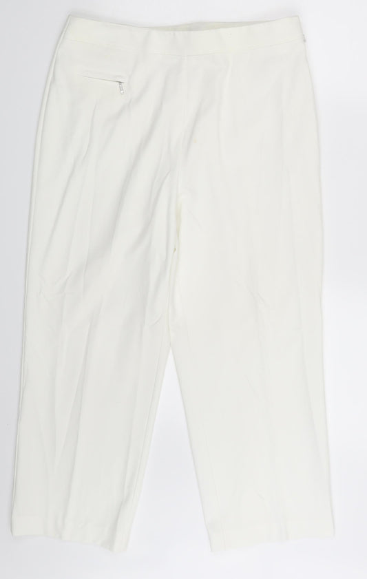 M&S Womens Ivory Trousers Size 14 L22.5 in