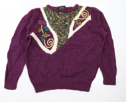 Womens UK Size One Size Paramour Purple Pullover Jumper