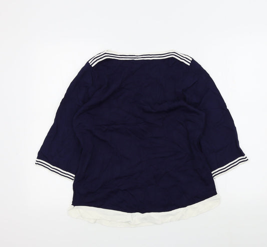 Womens UK Size M text Blue Pullover Jumper