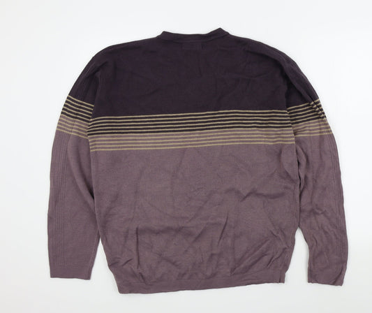 Springfield Mens Purple Striped Pullover Jumper Size M