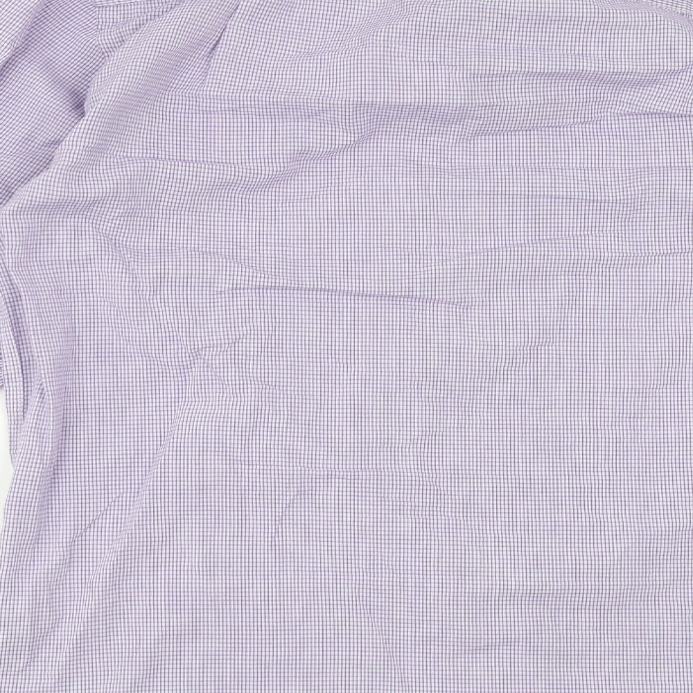 Mens UK Size 15.5 Cedar Wood State Purple Button-Up Long Sleeve Casual Shirt