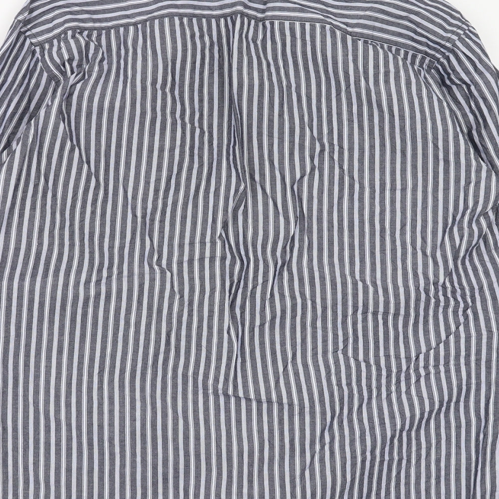 Williams & Brown Mens Blue Striped Button-Up Size 16