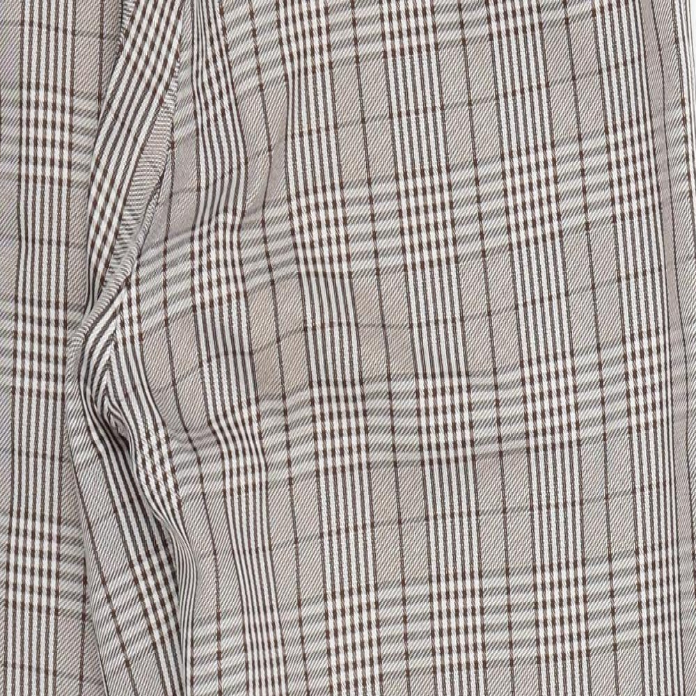 Prettylitlething Womens Brown Check Capri Trousers Size 4 L22 in