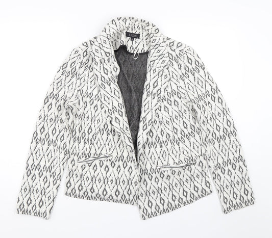 Soon Womens White Argyle/Diamond Jacket Size 14