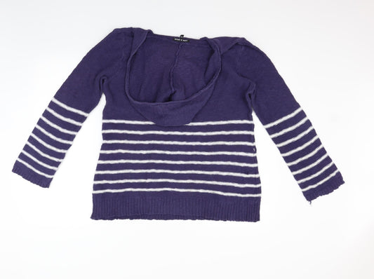 Cable & Gauge Womens Blue Striped Pullover Jumper Size L