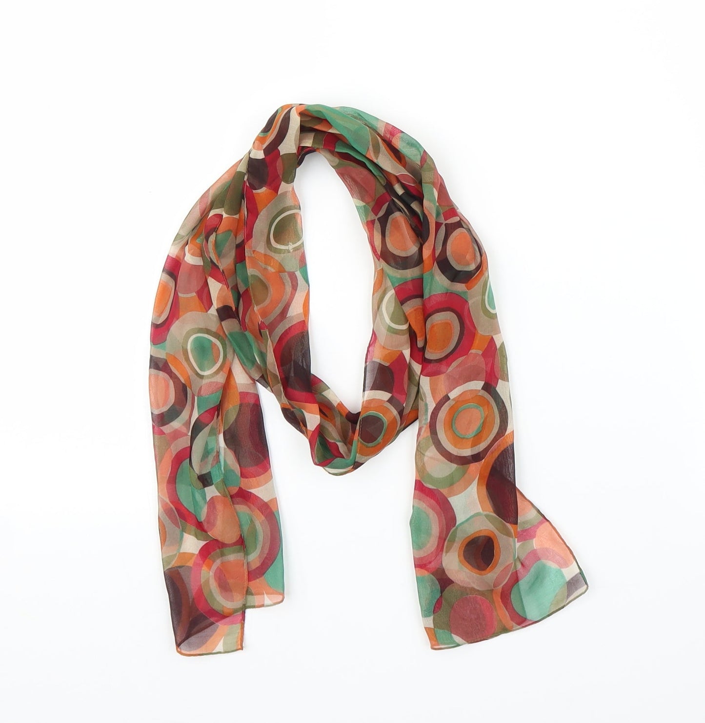 Preworn Unisex Orange Scarf - Circle pattern