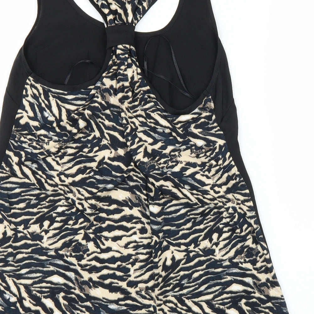 Diamond Womens Black Animal Print Basic Blouse Size 12 - Leopard print