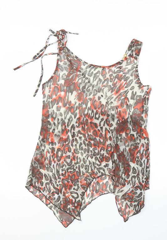 George Womens Beige Animal Print Basic Blouse Size 16 - Leopard print
