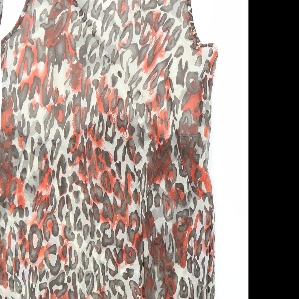 George Womens Beige Animal Print Basic Blouse Size 16 - Leopard print