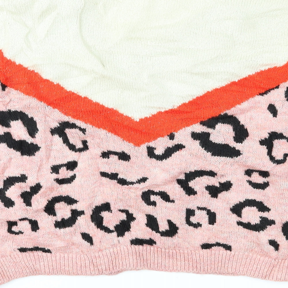 Primark Womens Pink Animal Print Pullover Jumper Size M