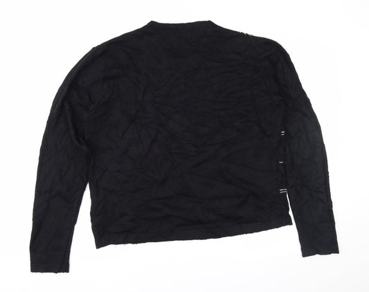 Blue Inc Mens Black Geometric Pullover Jumper Size XL