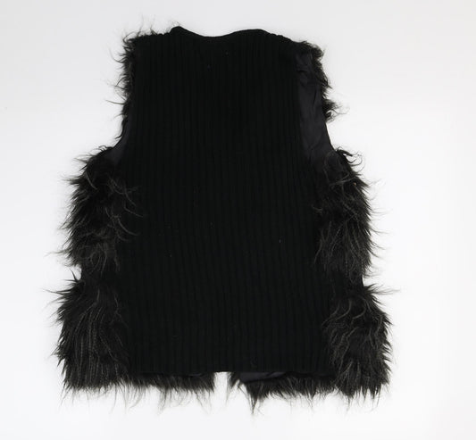 New Look Womens Black Gilet Coat Size 12