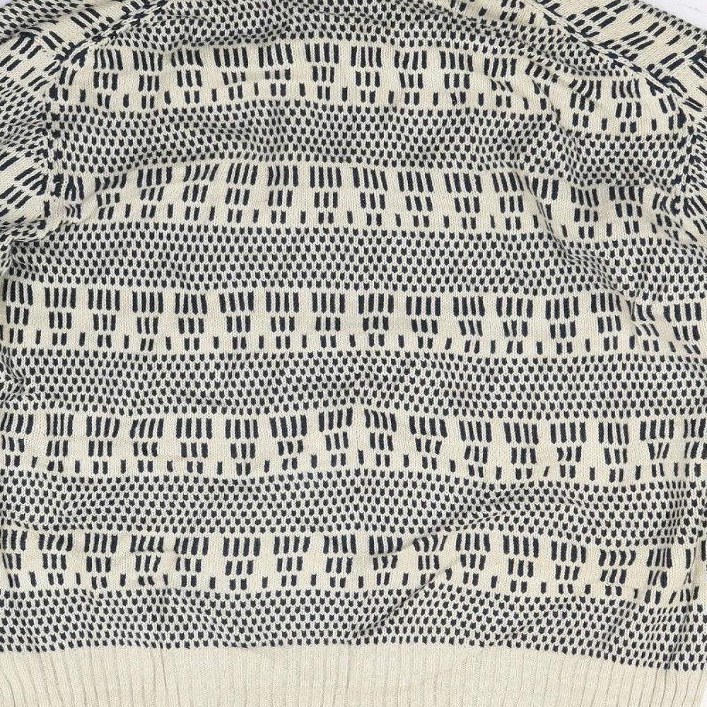 H&M Mens White Henley Jumper Size M