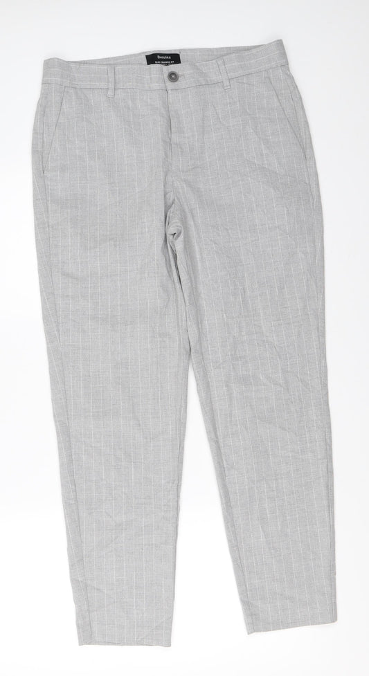 Womens UK Size 40 Bershka Slim Fit Grey Trousers