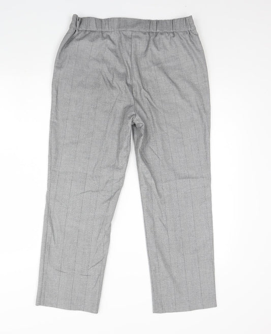 M&S Womens Grey Striped Dress Pants Trousers Size 12 L29 in