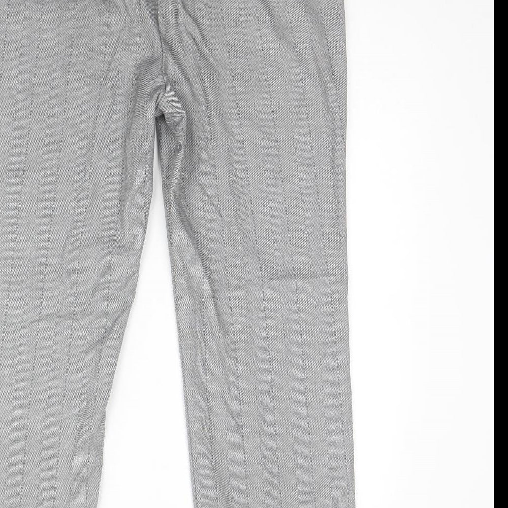 M&S Womens Grey Striped Dress Pants Trousers Size 12 L29 in