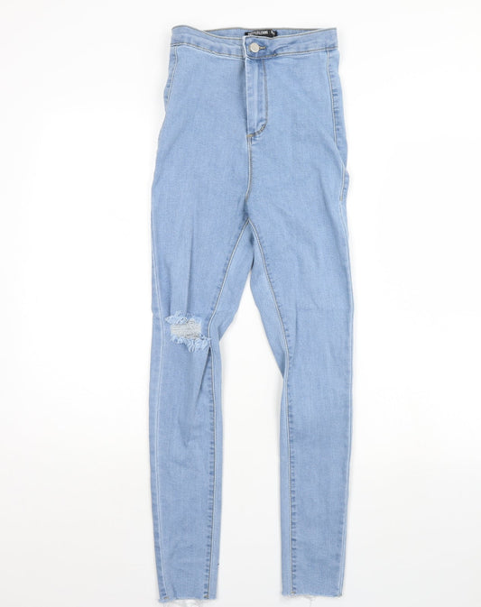 PRETTYLITTLETHING Womens Blue Denim Skinny Jeans Size 6 L28 in