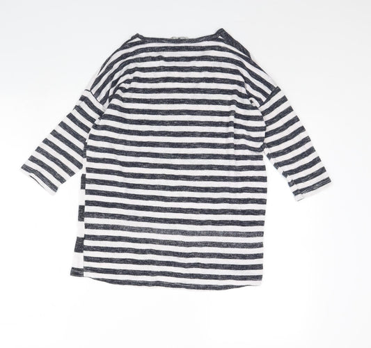 TU Womens White Striped Pullover Jumper Size 10