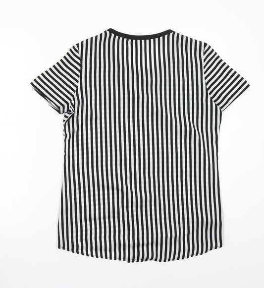 George Womens White Striped Basic T-Shirt Size 8