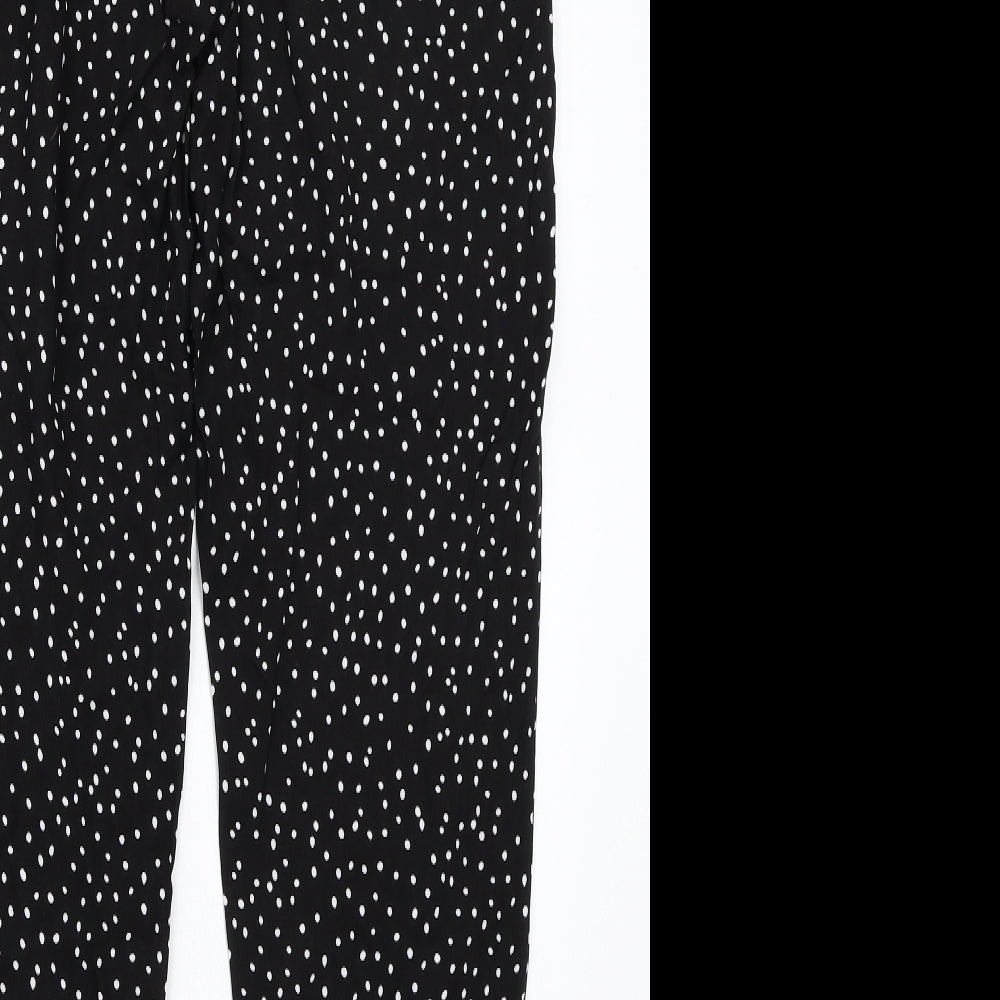 Select Womens Black Polka Dot Rayon Trousers Size 12 L25 in