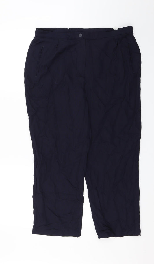 Womens UK Size 16 Berkertex Regular Fit Dress Pants Blue Trousers