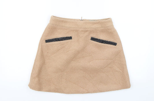 Additional front view of ASOS women’s beige mini skirt, size UK 10