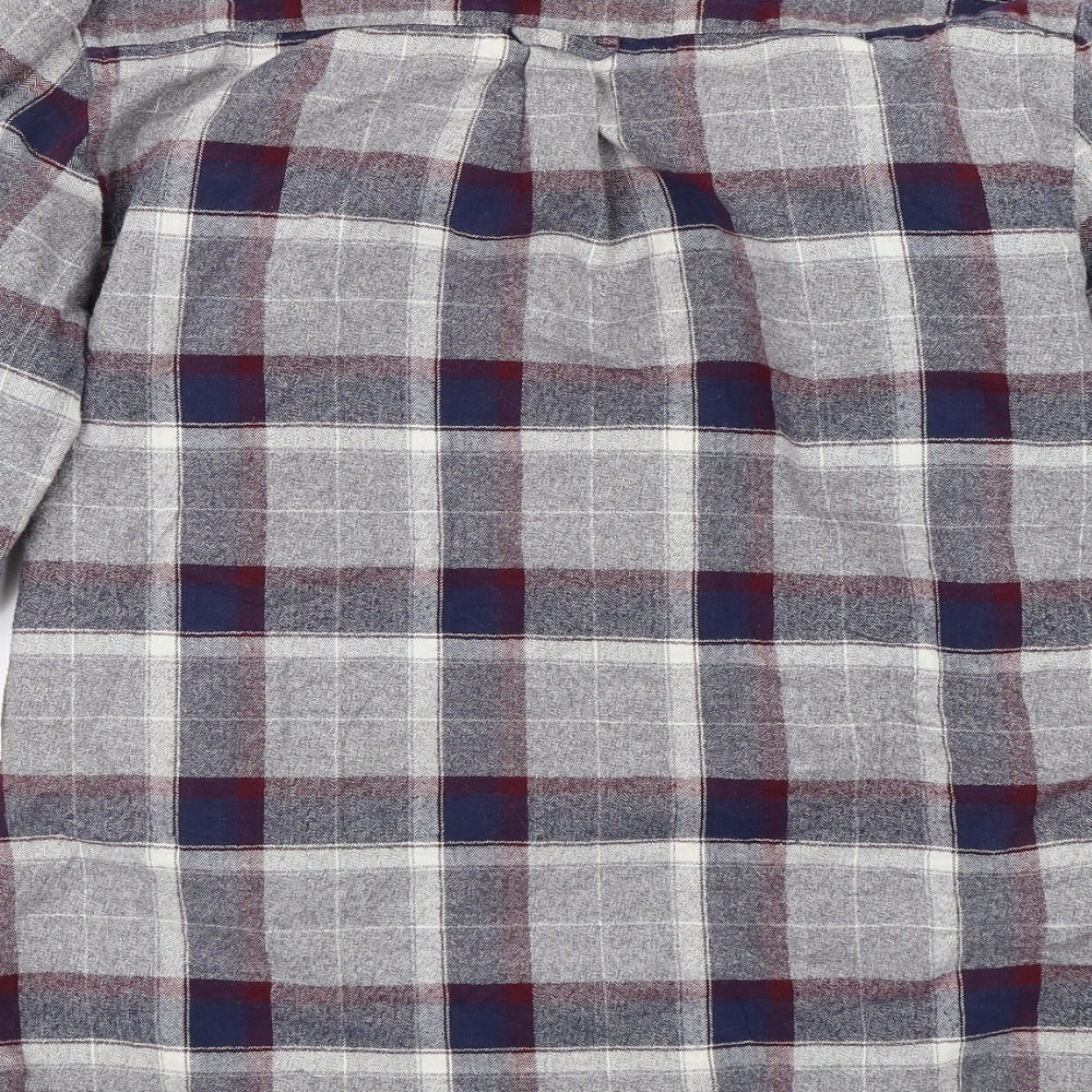 Silver Eight Mens Grey Plaid Button-Up Size L