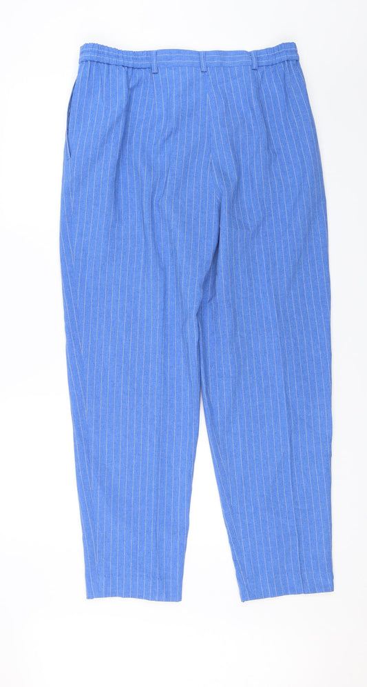 Daxon Womens Blue Striped Capri Trousers Size 16 L26 in