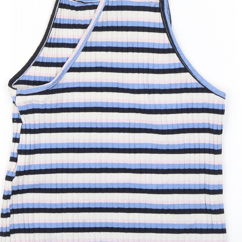 Primark Womens Blue Striped Basic Tank Size 8