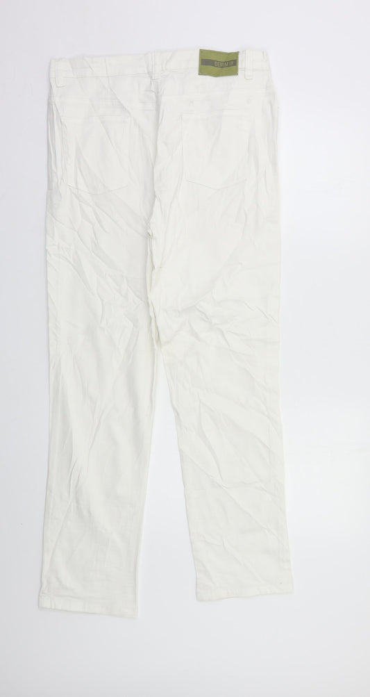 Denim & Co. Womens White Straight Jeans Size 14 L27 in