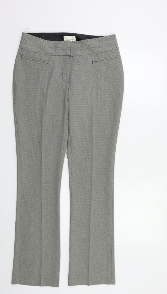 Linea Womens Grey Houndstooth Trousers Size 10 L30 in