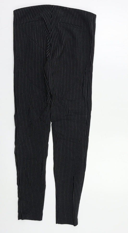 MNG Womens Black Striped Dress Pants Trousers Size 8 L26 in
