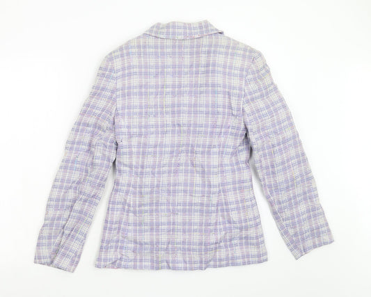 BHS Womens Purple Check Jacket Blazer Size 10
