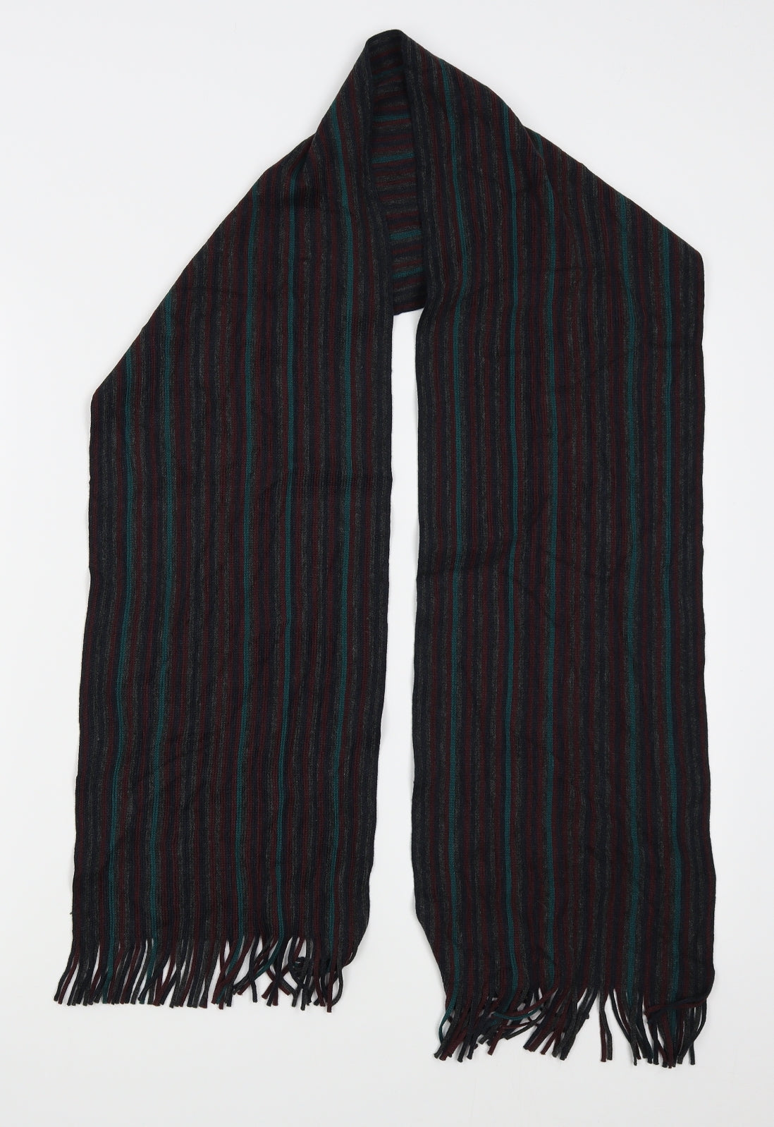 M&S Unisex Grey Striped Scarf