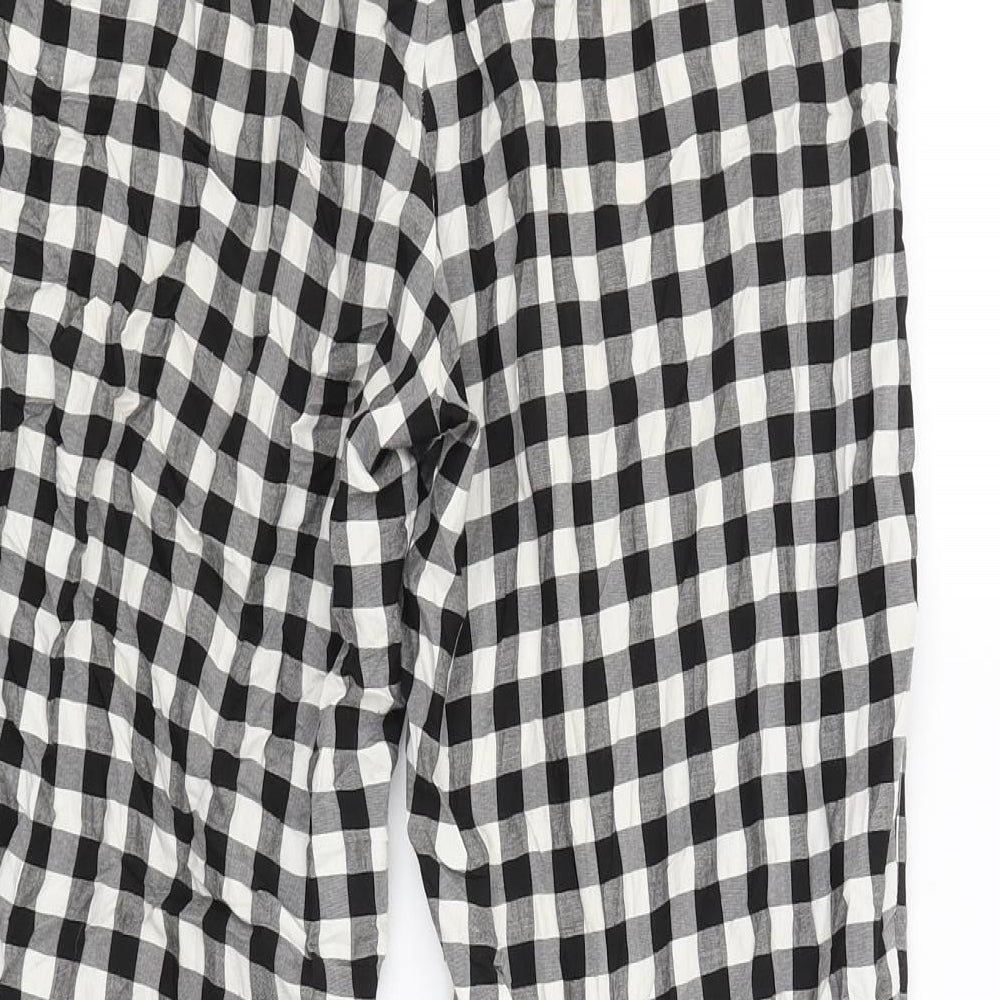 Topshop Womens Black Check Trousers Size 10 L24 in