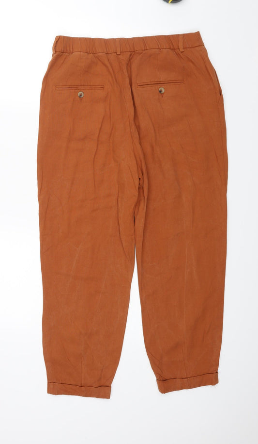 M&S Womens Brown Trousers Size 14 L25 in