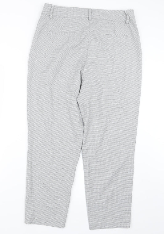 Carolina Belle Womens Grey Houndstooth Trousers Size 14 L25.5 in