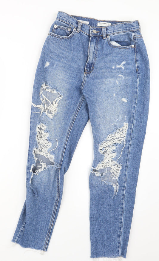 Womens UK Size 6 Pull&Bear Regular Fit Mom Blue Jeans