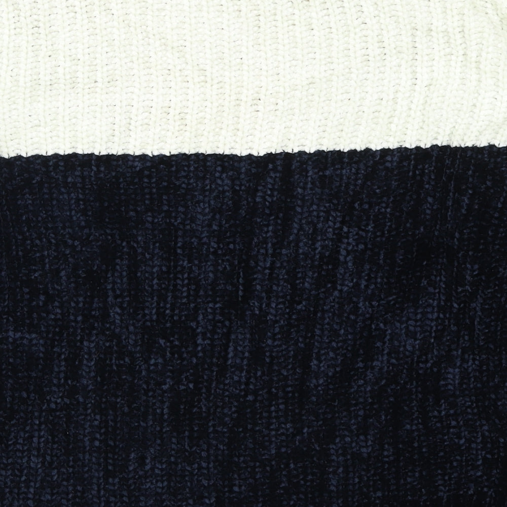 Primark Womens Yellow Knit Pullover Jumper Size 6 - Blue Chevron